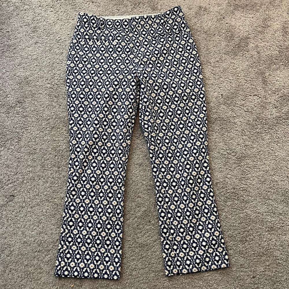 Anthropology size 10 Blue and White Patterned Pants